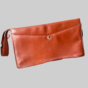 Vintage Brown  Leather Clutch Bag Made in Canada